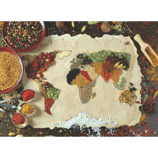 Puzzle Anatolian Mapa do Mundo com Especiarias de 1000 Puzzle Anatolian Mapa do Mundo com Especiarias de 1000