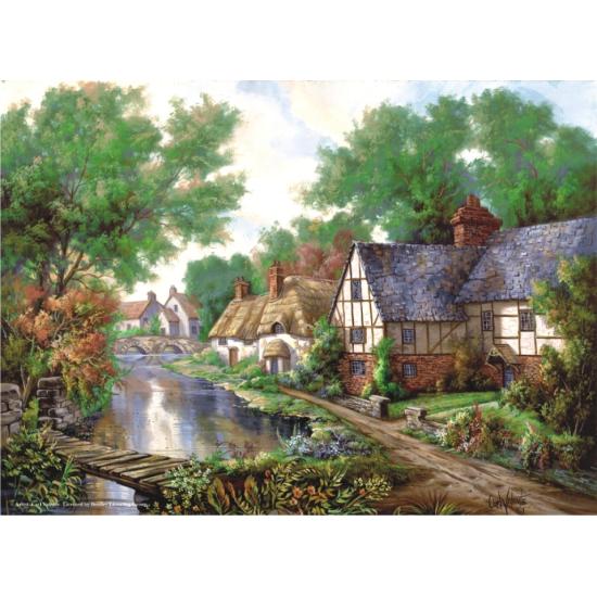 Puzzle de 1000 peças da vila da Anatólia à beira do rio