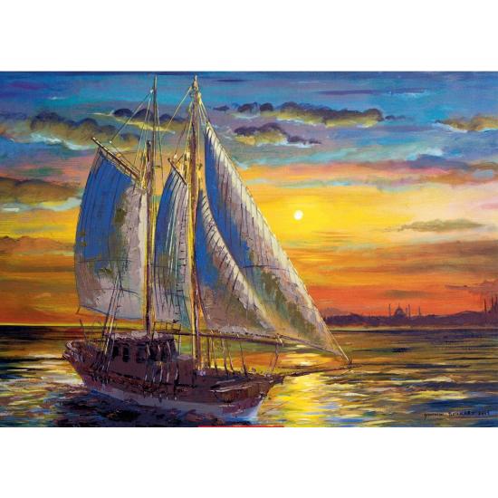 Puzzle Arte Pôr do Sol em Alto Mar Puzzle de 1.000