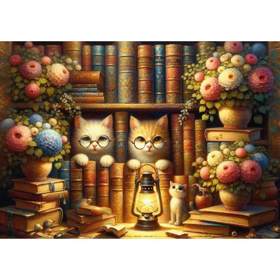 Puzzle Art Puzzle Biblioteca dos Gatos Sábios de 260 peças