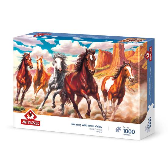 Puzzle Art Puzzle Cavalos em Liberdade através do Vale de 1000