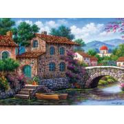 Puzzle Art Puzzle Canal com Flores de 500 Peças
