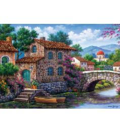 Puzzle Art Canal com Flores Puzzle 500 Peças