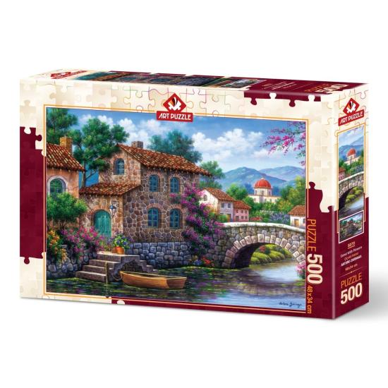 Puzzle Art Puzzle Canal com Flores de 500 Peças