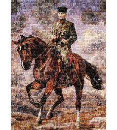 Puzzle Art Puzzle Colagem de Mustafa Kemal em um cavalo de 1000
