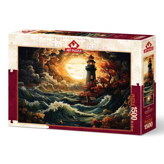 Puzzle Art Puzzle Farol em uma Tempestade de 1500 Peças