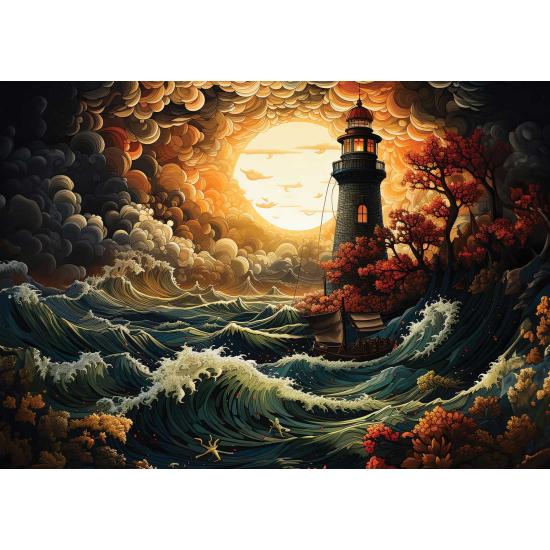 Puzzle Art Puzzle Farol em uma Tempestade de 1500 Peças