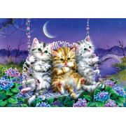 Puzzle Art Puzzle Gatinhos no Balanço ao Luar de 500