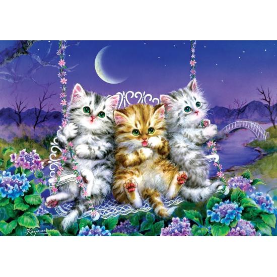 Puzzle Art Puzzle Gatinhos no Balanço ao Luar de 500