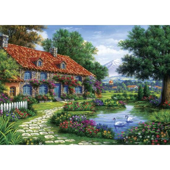 Puzzle Art Puzzle Garden com Cisnes 1500 Peças