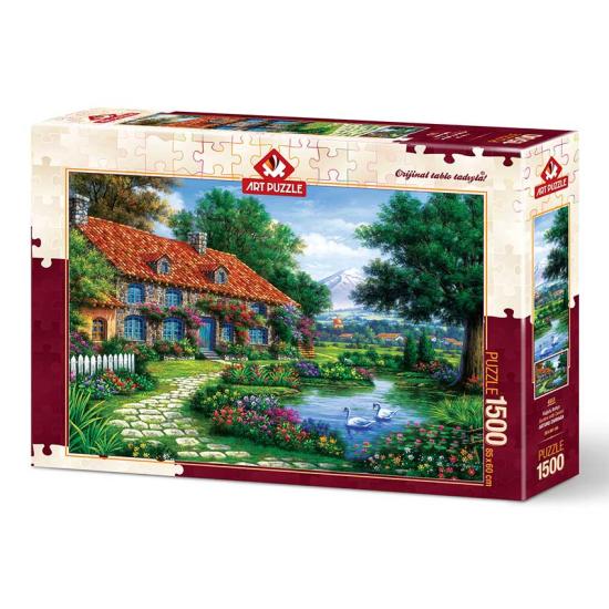 Puzzle Art Puzzle Garden com Cisnes 1500 Peças