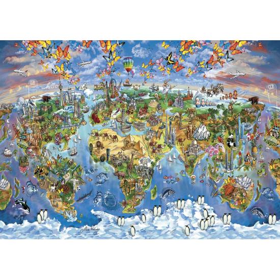 Puzzle de arte de mapa do mundo cheio de cores de 260 peç