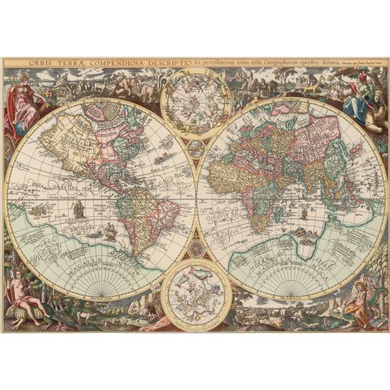 Puzzle de arte de 1500 peças antigo mapa do mundo quebra-