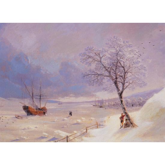 Puzzle arte Puzzle paisagem de neve no Bósforo 100