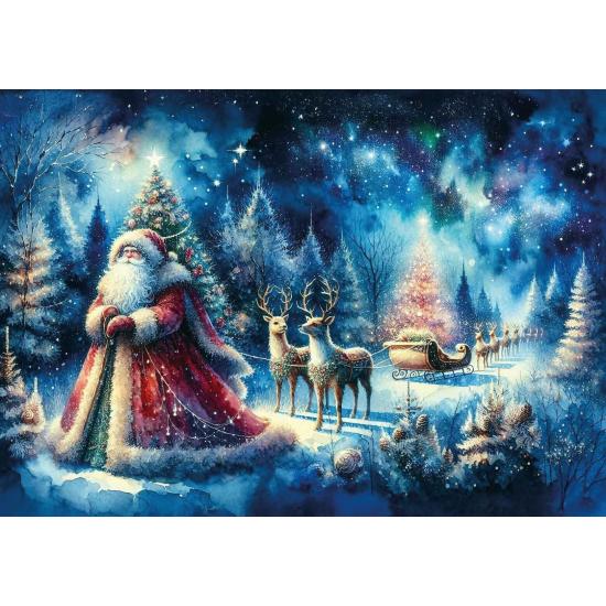 Puzzle Art Puzzle Pai Natal sob a aurora boreal de 260 peças Puzzle Art Puzzle Pai Natal sob a aurora boreal de 260 peças