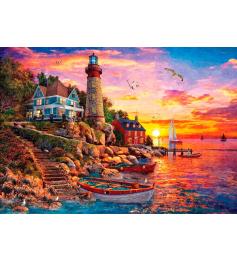 Puzzle Art Puzzle Lindo Farol ao pôr do Sol 2000