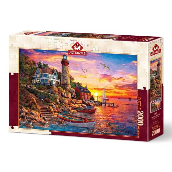 Puzzle Art Puzzle Lindo Farol ao pôr do Sol 2000