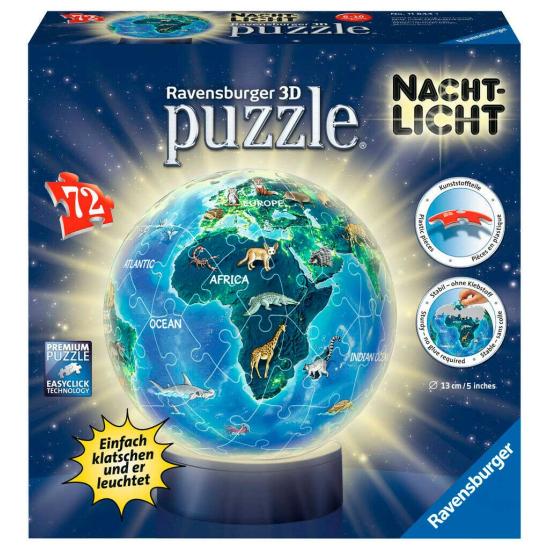 Lâmpada de bola Puzzle Ravensburger The Earth 3D 72 peças Lâmpada de bola Puzzle Ravensburger The Earth 3D 72 peças