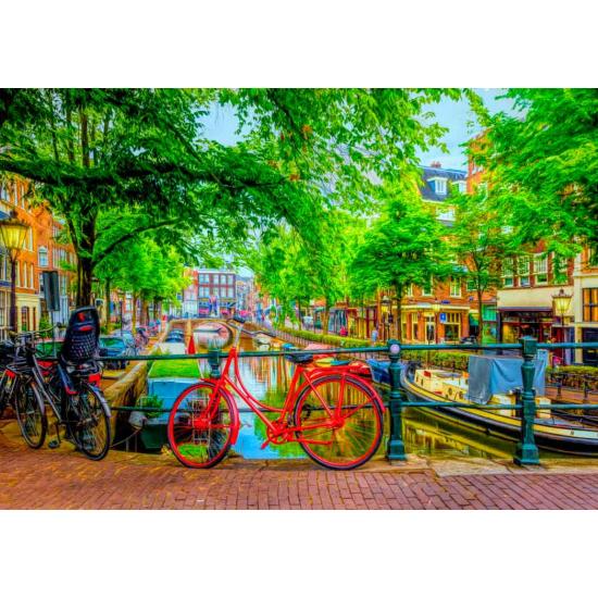 Puzzle Bluebird Red Bike em Amsterdã 1000 peças