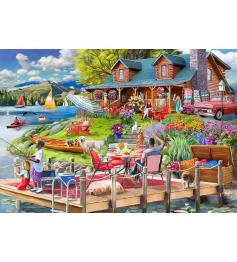 Puzzle Bluebird Cabana com vista para o lago na montanha 1000 pe