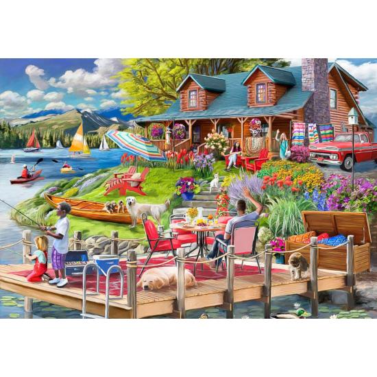 Puzzle Bluebird Cabana com vista para o lago na montanha 1000 pe