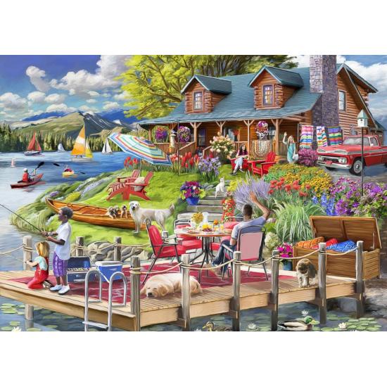 Puzzle Bluebird Cabana com vista para o lago na montanha de 500