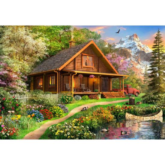 Puzzle Bluebird Log Cabin na América do Norte de 1000 Peças