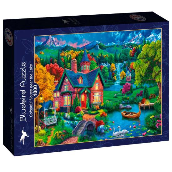 Puzzle Bluebird Casa Colorida Perto Do Lago 1000 Peças