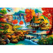 Puzzle Bluebird Casa de campo Pela Cachoeira 1000 Peças