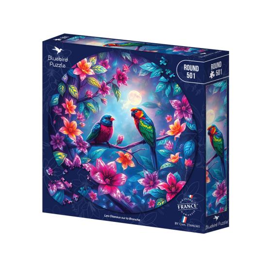 Puzzle Bluebird Redondo Pássaros No Galho 501 peças