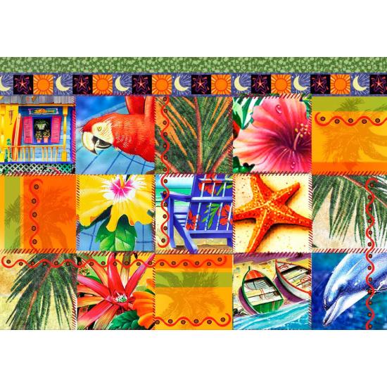 Puzzle de edredão de mosaico tropical de 1500 peças Blueb