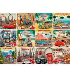 Colagem de Puzzle Bluebird de cartões postais vintage de