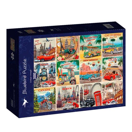 Puzzle Bluebird Colagem de Cartões Postais Vintage 3000P Puzzle Bluebird Colagem de Cartões Postais Vintage 3000P