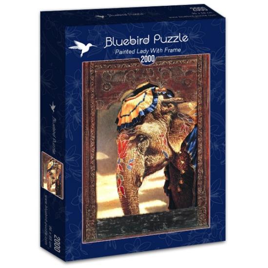 Senhora pintada Puzzle azul com moldura 2.000 peças