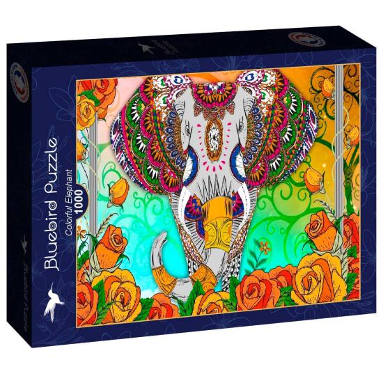 Puzzle Bluebird Elefante Colorido de 1000 Peças