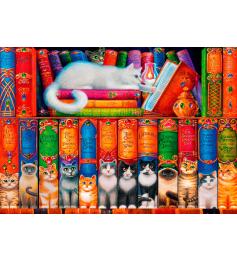 Estante de livros de gato de 1000 peças Puzzle Bluebird
