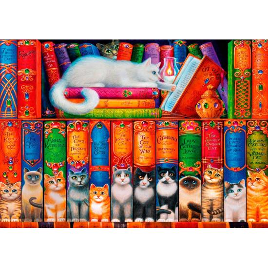Puzzle Bluebird Estante de Livros de Gato de 1000 peças