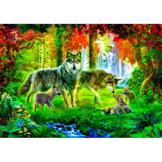 Puzzle Bluebird Família de lobos no verão 1000 peças Puzzle Bluebird Família de lobos no verão 1000 peças