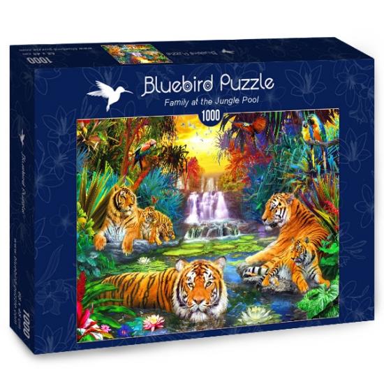 Puzzle Bluebird Família de tigres na selva 1000 peças