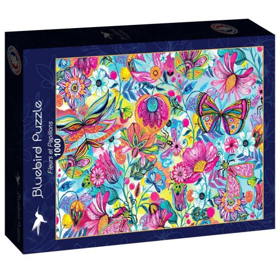 Puzzle Bluebird Flores e borboletas de 1000 Peças