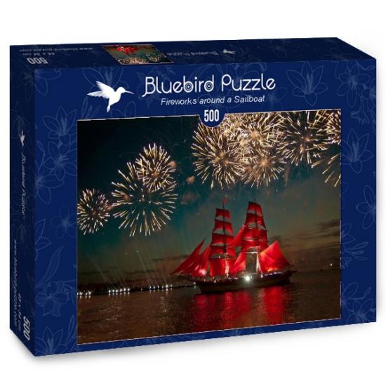 Puzzle Bluebird Fireworks em torno de um veleiro 500 p