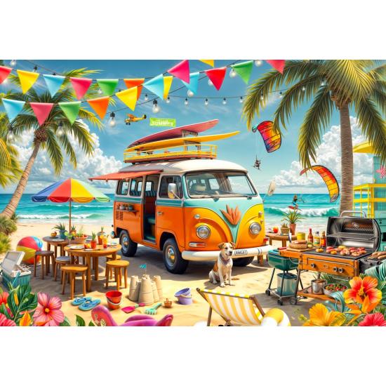 Puzzle Bluebird Van De Acampamento Na Praia 1000 peças