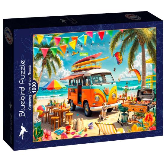 Puzzle Bluebird Van De Acampamento Na Praia 1000 peças