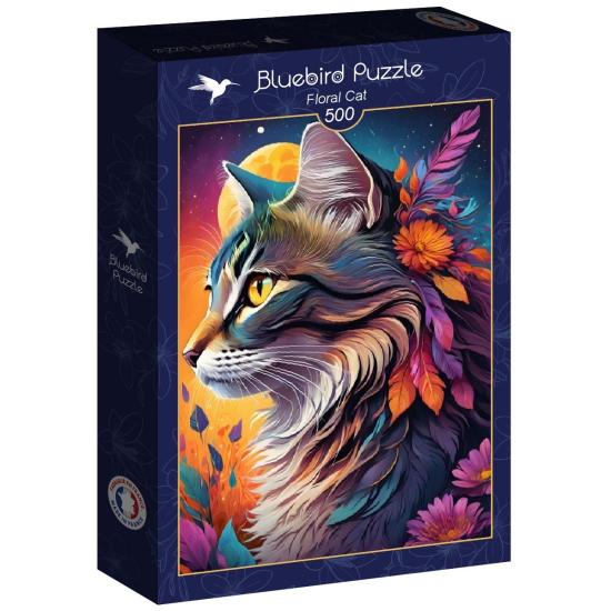 Puzzle Bluebird Gato Floral de 500 Peças