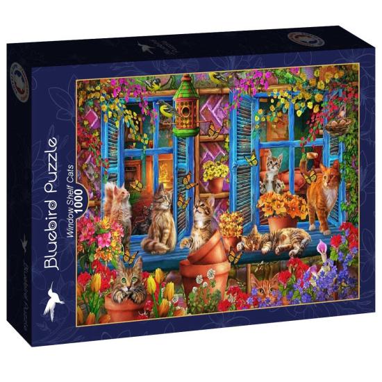Puzzle Bluebird Gatos de Prateleira de 1000 Peças