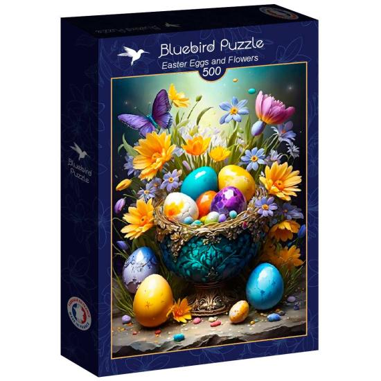 Puzzle Bluebird Ovos da Páscoa e Flores 500 peças