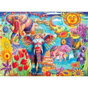 Puzzle Bluebird Jardim de Elefantes Coloridos 6000 peças