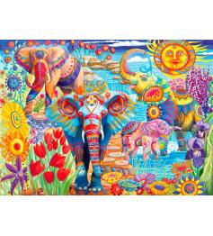 Puzzle Bluebird Jardim de Elefantes Coloridos 6000 peças