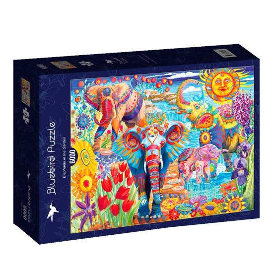 Puzzle Bluebird Jardim de Elefantes Coloridos 6000 peças