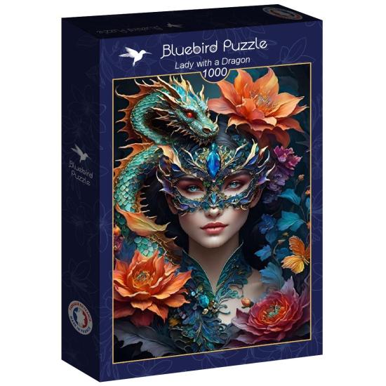 Puzzle Bluebird Dama com um dragão 1000 peças